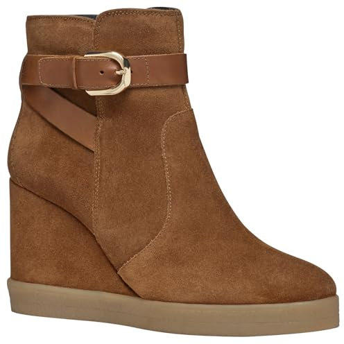 Geox D Elidea Wedge A, Stivale alla Caviglia Donna, Dk Cammello, 37 EU