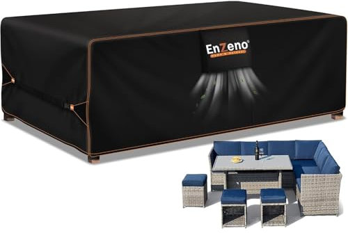 Enzeno Housse de Protection Salon de Jardin,180x100x74cm Housse Salon de Jardin Exterieur Bache Table de Exterieur Impermeable 420D Tissu Oxford Couvre pour Canapé de Jardin avec Évent rectangulaire