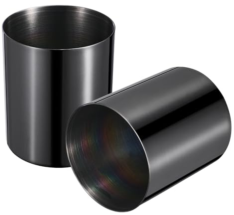 Schwarzer Stiftehalter aus verstärktem 304 Edelstahl – Runder Metall Schreibtisch Organizer, spiegelpoliert & vakuum-beschichtet, farbbeständig, 2 Stück