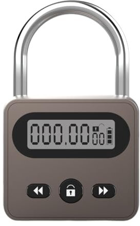 Meichoon Blocco Timer in Metallo in Acciaio Inox Multifunzione Intelligente Lucchetto Retroilluminato Display 999 Ore di Tempo Massimo per Prevenire Dipendenze e Cattive Abitudini Bronzo