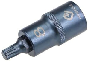 TOP-VIGOR Douille triple cannelée carrée, 1/2 x M8 (8 mm), embouts en acier S2 de qualité supérieure, embout de 5,1 cm de longueur pour réparation de voiture, camion (pour utilisation manuelle