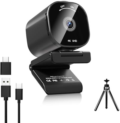 Nisheng Cámara web 4K, cámara de transmisión para PC con 2 micrófonos con cancelación de ruido, cámara web USB para portátil, cubierta de privacidad integrada, cámara Plug & Play para zoom, equipos,
