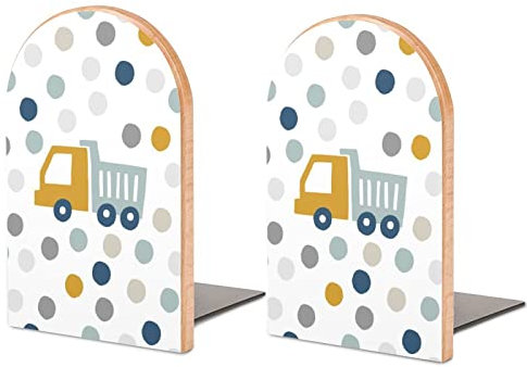 2 pièces serre-livres, serre-livres en bois de camion de voitures mignonnes pour étagères, serre-livres antidérapants pour la cuisine de bureau à domicile, serre-livres pour tenir des livres 5x3 pouce
