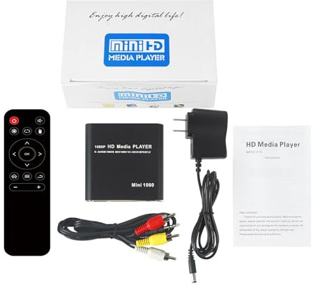 Allayu 1080P MKV Media Player für High Definition TV Simulierter AV Ausgang 4K High Definition Blu Ray Videoplayer aus Aluminiumlegierung, Schwarz