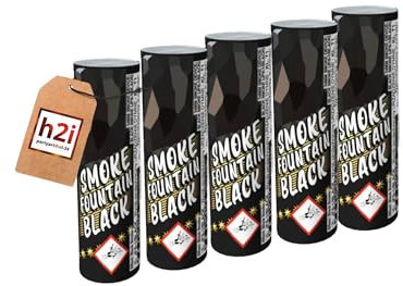 h2i Rauch Vulkan Fontäne | 5 Stück | Schwarz | Time 45 sek | Smoke Tube Rauchfackel Rauchtopf Rauchgenerator Rauchbombe mit dichtem kräftigem Rauch |S2| Ganzjahresfeuerwerk Kat T1/F1