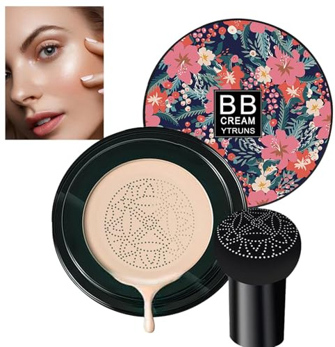 Pilzkopf Luftkissen CC Creme | Natürliche Feuchtigkeitsspendende Grundierung Mit Vollständiger Deckung | Aufhellende Pigment-BB-Creme | Langlebige, Gleichmäßige -Make-up-Basis-BB-Creme Für