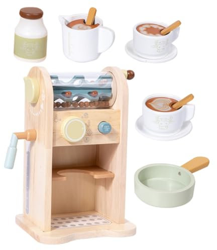 TOYANDONA Wooden Toy Coffee Machine Boys and Girls Playset Educational Simulation Kitchen Toy