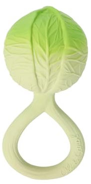 Oli & Carol - Sonajero y mordedor para bebé de caucho natural - Regalo para bebé 0 3 6 meses, 1 año - Green Cabbage