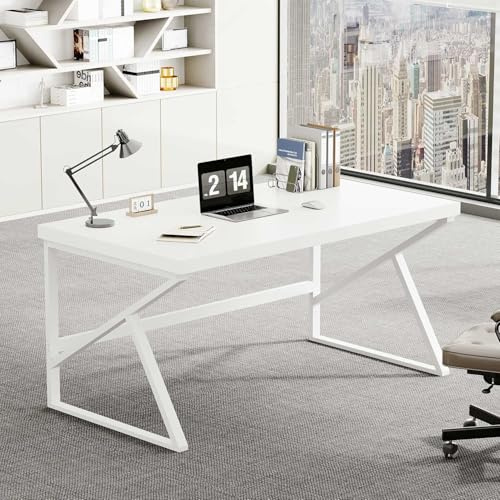 HSH Schreibtisch Computertisch PC Tisch Bürotisch Weiß 140 cm | Schreibtisch für Arbeitszimmer Homeoffice Schreibtisch 140x60 Holz Computertisch