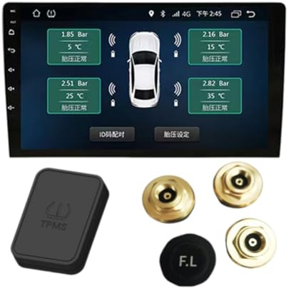Etyrerre Reifendrucküberwachungssystem, TPMS, ohne USB, intelligent, Android 5 V, für Autoradio-Navigation, externe Alarmanzeige