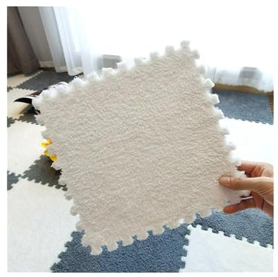 Puzzle Shaggy Teppich 30x30 cm Spielmatte Übung Kinder Teppich Bebe Matratze Schaum Puzzle Boden Plüsch Schaum Bodenmatte Spielmatte Weiche Fußmatten Für Wohnzimmer/Schlafzimmer(White,5PCS)