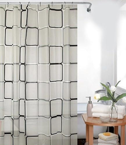probath Rideau de douche en PEVA Quadro 120 x 220 cm avec anneaux de rideau de douche - Extra long