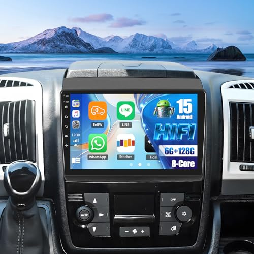 Android 15, 6G+128G 8Núcleos GOHHDL Radio Coche para Fiat Ducato/Citroën Jumper/Peugeot Boxer 2010 Carplay Android Auto, Pantalla de 9 Pulgadas con Bluetooth GPS WiFi FM/RDS HiFi EQ DSP SWC Cámara