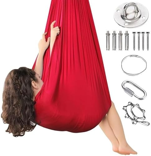 BANTASE Air Acrobatics Hängematte Aus Elastischem Stoff, 280 X 100 cm, Seide, Yoga-Set, Schaukel, Lufttuch, Schwimmendes Handtuch, Fitness(Red,150x280CM/59x110in)