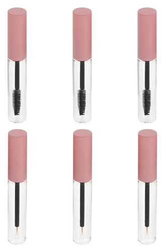 WOONEKY Set da 6 Tubetti Mascara Ricaricabili in Pet da 5ml Rosa con Design Trasparente Comodo per Conservare per Make-up Fai da Te e Utilizzo Quotidiano