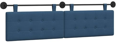 vidaXL Hängevorderseite Wandmontiert Blau 190 x 55 x 5 cm Stoff, Stylisches hängendes Kopfteil für Schlafzimmer, modern und platzsparend, gepolstert und wandmontiert