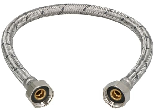 KOTARBAU® Flexschlauch 1/2“ x 1/2“, Wasserschlauch, Panzerschlauch 50 cm | Anschlussschlauch für Armatur, Schlauch Für Wasserhahn, Edelstahlummantelt, Silber