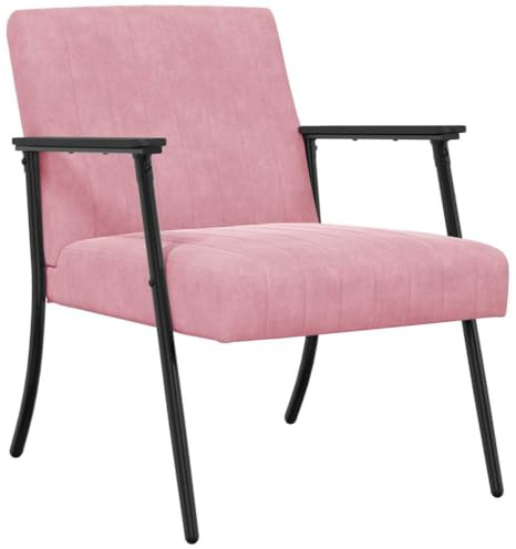 Yisssmeng Fauteuil de salon, en velours, rose, 59 x 75 x 78 cm, ergonomique, avec pieds en acier, design moderne, pour salon, chambre à coucher et bureau