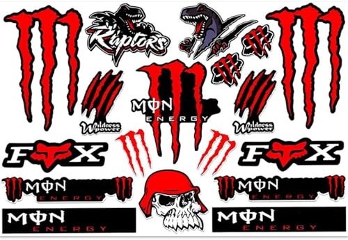 TILONKJ Motocross Sticker Set, Aggressive Racing Decals for Helmet | Waterproof vinyl, reflective, red & black, for car, dirt bike, laptop, skateboard, scooter, bicycle, motorbike