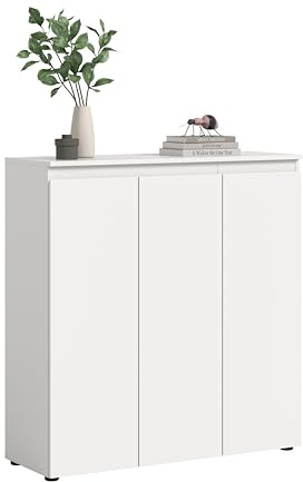 furnling Universalschrank Sarca, weiß, 3 Türen, 10 Fächer, Mehrzweckschrank mit 8 verstellbaren Einlegeböden, Kommode, Breite 105 cm