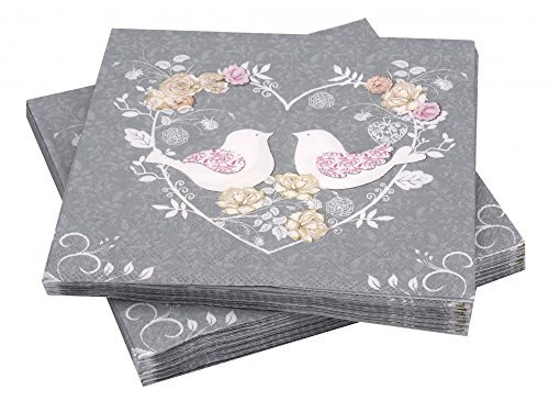 20 Servietten Tauben Hochzeit Tischdeko Hochzeitstauben Grau
