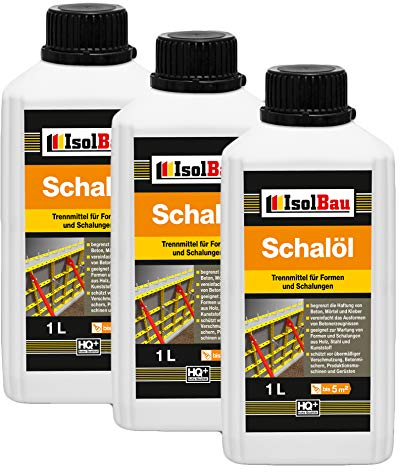 Isolbau Schalöl Professional - 3x 1 Liter Trennmittel für Formen & Schalungen - Beton-Trennmittel, begrenzt die Haftung von Beton, Mörtel & Kleber