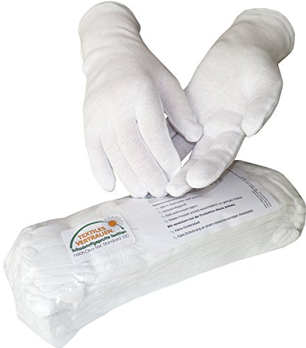 Weiße Baumwollhandschuhe (100% Baumwolle, schadstoffgeprüft),12 Paar (XL)
