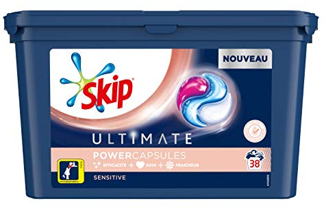 Skip Lessive Capsules Trio Ultimate Sensitive Peaux Sensibles & Bébés x38 lavages