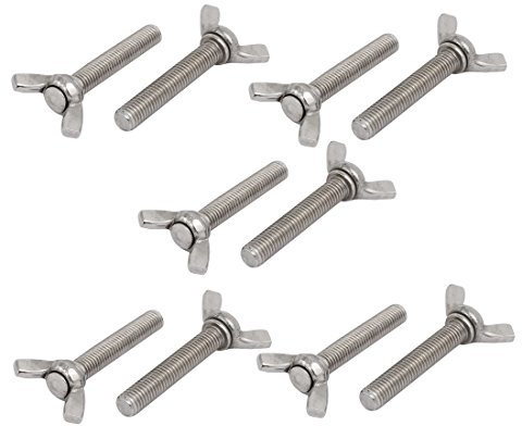 Aexit M10x55mm haut 1,5mm acier inox 201 vis à vis aile papillon 10pcs 943A527