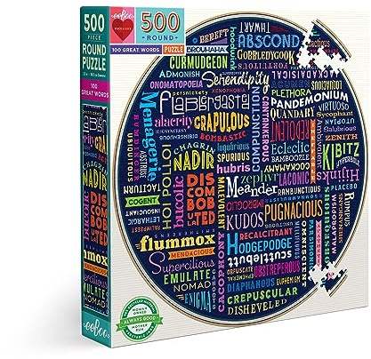 eeBoo Words-Puzzle für Erwachsene, 500 Teile aus 100 großen Worten, PZFGWD
