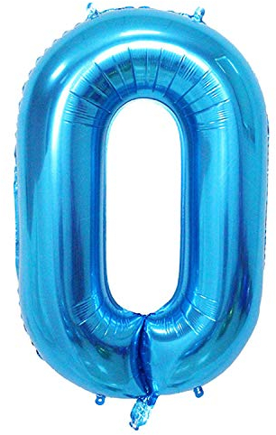 Oblique Unique® Folien Luftballon mit Zahl Nummer für Kinder Geburtstag Jubiläum Silvester Party Deko Folienballon in Blau - Zahl wählbar (Nr 0)