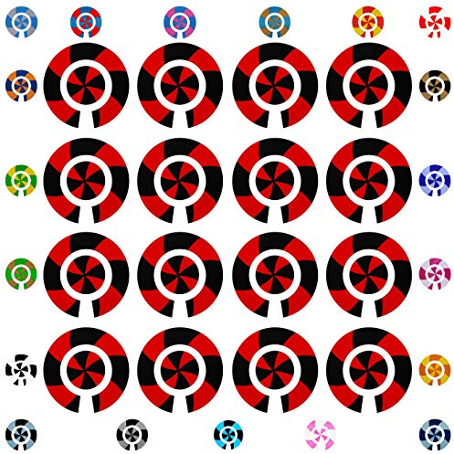 Acclaim Lawn Bowls Identification Stickers Markers Standard 5.5 cm Diameter 4 Full Sets Of 4 Self Adhesive Spiral Two Colour (Red/Black)