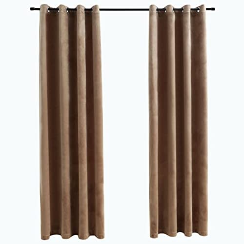 vidaXL 2X Vorhang Verdunkelung mit Ösen Verdunkelungsvorhang Kräuselband Ösen Schlaufe Thermo Gardine Blickdicht Samt Beige 140x225cm