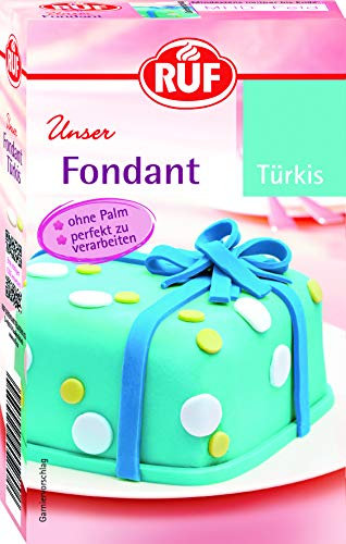 RUF Fondant türkis, zum Formen von Figuren, Blumen und Buchstaben geeignet, Modellierfondant, Rollfondant, ohne Palmöl, glutenfrei und vegan, 250g