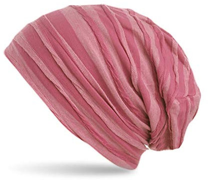 stylx Beanie Mütze mit Falten Muster, Slouch Longbeanie, Unisex (pink)