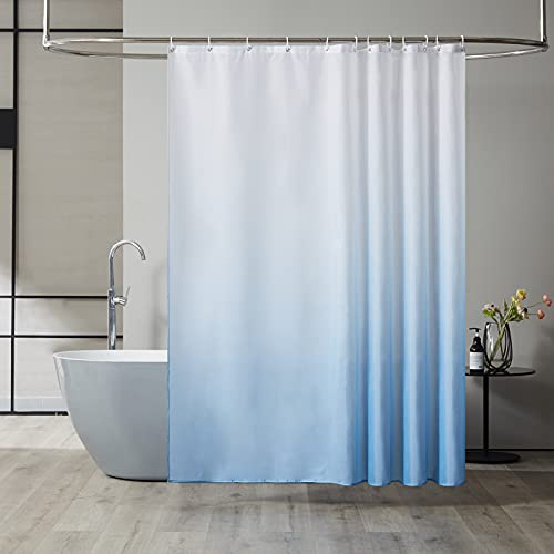 Furlinic Duschvorhang 180x180cm Antischimmel Wasserdicht Weiß nach Hellblau