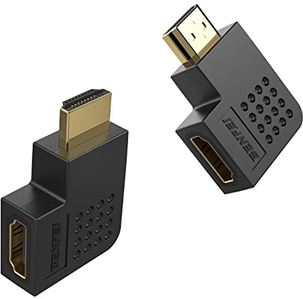 BENFEI HDMI Male to Female Right Angle 90 Degree Adapter - 2 Pack Resolution up to 4Kx2K, Support 1440P, 1080P