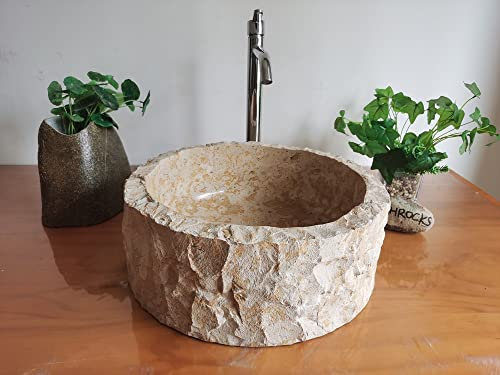 Lavabo rond en travertin Beige 40,1 x 13,2 cm