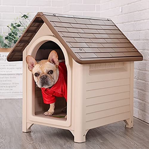 Kunststoff-Hundehütte, Wasserabweisende Hundehütte für kleine bis mittelgroße Hunde, Allwetter-Hundehütte für drinnen und draußen, 545 mm (660 mm)