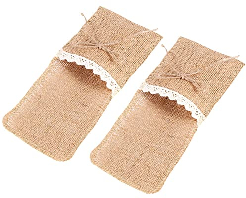 Puooifrty Pochettes à Couverts en Toile de pour Mariage Rustique - Lot de 20