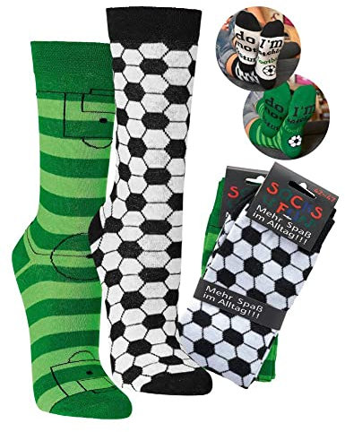 Socks4Fun Damen Jungen Herren Spaßsocken (2 Paar) 36-41 Fußball