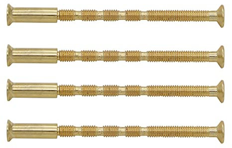 VINLIN 4 Piece Gold Colour M4 Door Handle Through Fixing Bolt Connecting Screws and Sleeve for UPVC Windsor Door Handle Sets Knob Escutcheon Others Brass Color