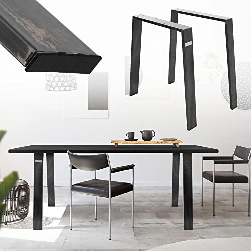 ML-Design 2er Set Tischbeine Loft 75x72 cm, Industrial, Profil 8x2cm, aus Stahl, Industriedesign, U-Form, Metall Tischgestell scandic, Tischkufen Tischuntergestell Möbelfüße, für Esstisch/Schreibtisch