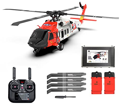 YGWXYYZJ RC Helikopter Für Erwachsene Dual Brushless Motors Direct-Drive 6CH RC Hubschrauber Ferngesteuert Einstellbarer Flugregler Mit 5.8G Bildübertragung 2 Intelligente Akkus (A)