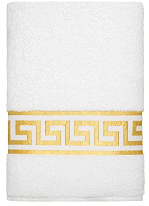 Belle Arti Premium Mäander Handtücher Duschtücher Gästetücher Flauschige Frottee Baumwolle (2er Set - 30 x 50 cm, Weiss)