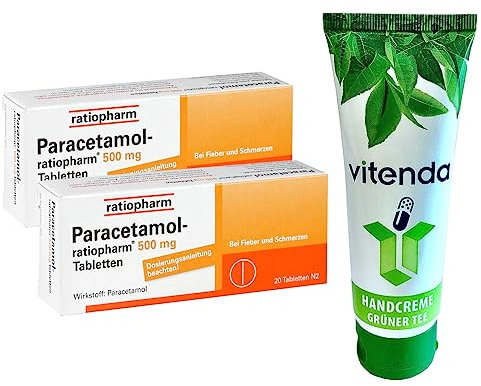 Paracetamol-ratiopharm 500 mg Tabletten 2x20 Stück inclusive einer Handcreme von vitend - Der gut verträgliche Klassiker hilft gegen Schmerzen und Fieber