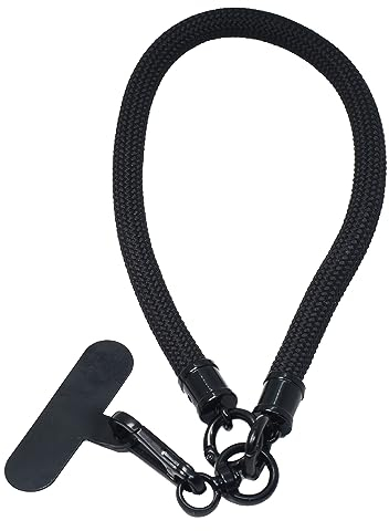 BAWAKO Premium Schlüsselband mit Karabinerhaken, Handband für Schlüssel Namensschild Handy Kamera, Schnappfeder, Schlüsselanhänger Damen und Herren, Lanyard rund gewebt (Schwarz)