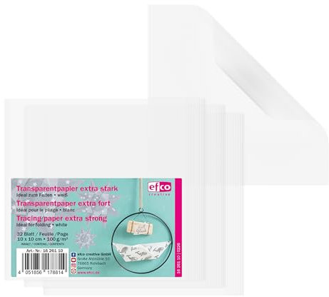 efco Transparentpapier Faltpapier Extra stark 50x70 cm Papier Ganzjährig Falten Basteln Kreativpapier 10 x 10 cm