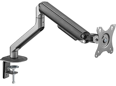 Amer Monitor Arm with Spring Assistance Desk Mount for 17 to 32 Inch Screens VESA 75 & 100mm Stand Desk Clamp, Tool Free Height Adjustment with Tilt Swivel Rotate, Increased Load Capacity from 2-9kg