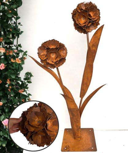 Terma Rost 3D Pusteblume XXL 90 cm Höhe Pusteblume Gartendeko rost Gartenfigur groß Metallfigur Garten Schild Dekostecker Rostgartendeko rostdeko Gartendeko Metall deko Metallstecker Edelrost…